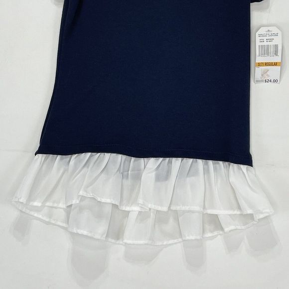 Nautica Girls Shirt Dress Size 7 Small Petite Navy Blue And White - Picture 6 of 14